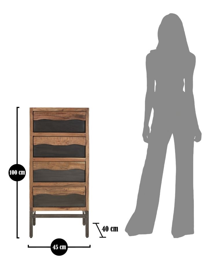 Cabinet din lemn de salcam si metal, cu 4 sertare, Yellowstone Natural, l45xA40xH100 cm (7)