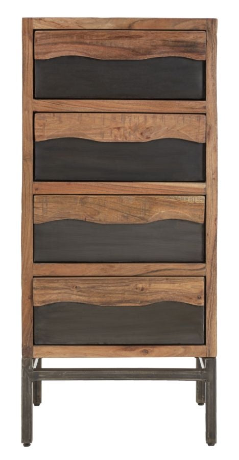 Cabinet din lemn de salcam si metal, cu 4 sertare, Yellowstone Natural, l45xA40xH100 cm (2)