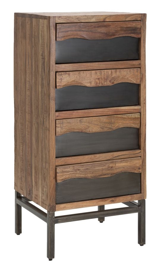 Cabinet din lemn de salcam si metal, cu 4 sertare, Yellowstone Natural, l45xA40xH100 cm (1)