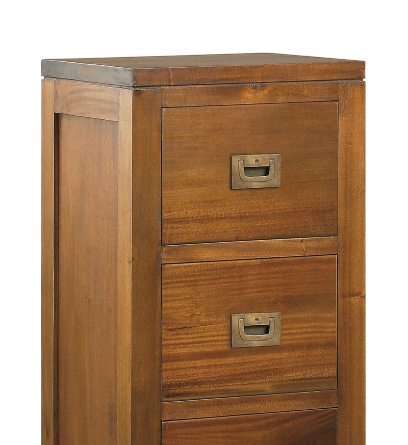 Cabinet din lemn si furnir, cu 5 sertare, Flamingo Small Nuc, l36xA30xH120 cm (2)