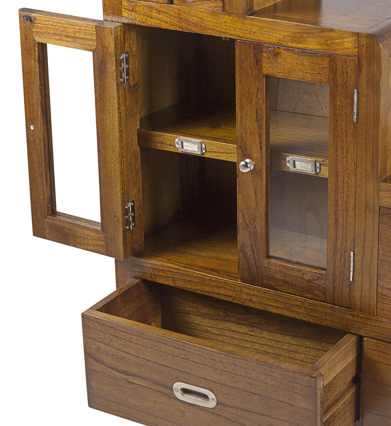 Cabinet din lemn si furnir, cu 7 sertare si 2 usi, Flash Left Nuc, l98xA25xH98 cm (1)
