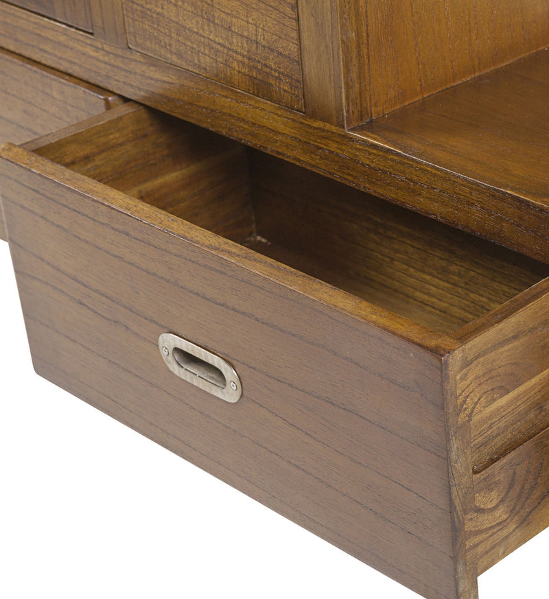 Cabinet din lemn si furnir, cu 7 sertare si 2 usi, Flash Left Nuc, l98xA25xH98 cm (2)