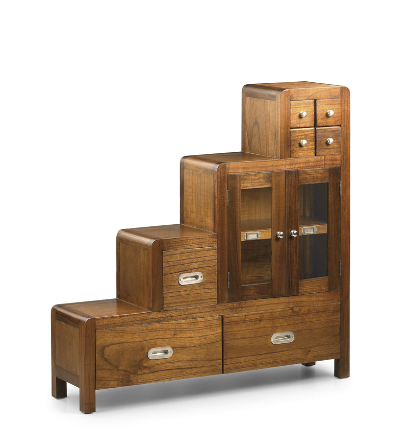 Cabinet din lemn si furnir, cu 7 sertare si 2 usi, Flash Right Nuc, l98xA25xH98 cm