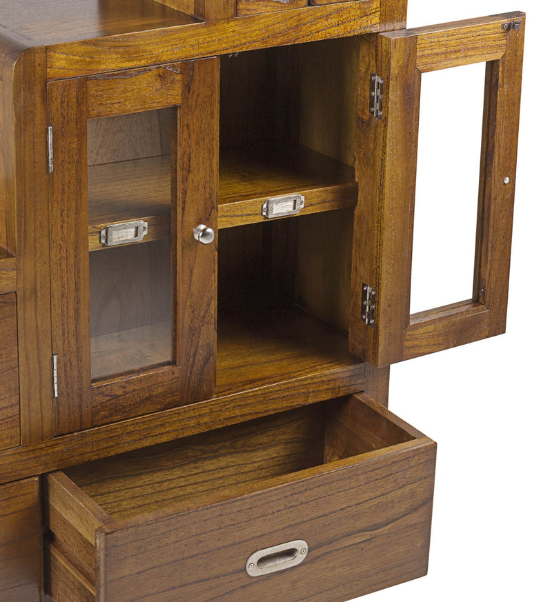Cabinet din lemn si furnir, cu 7 sertare si 2 usi, Flash Right Nuc, l98xA25xH98 cm (1)