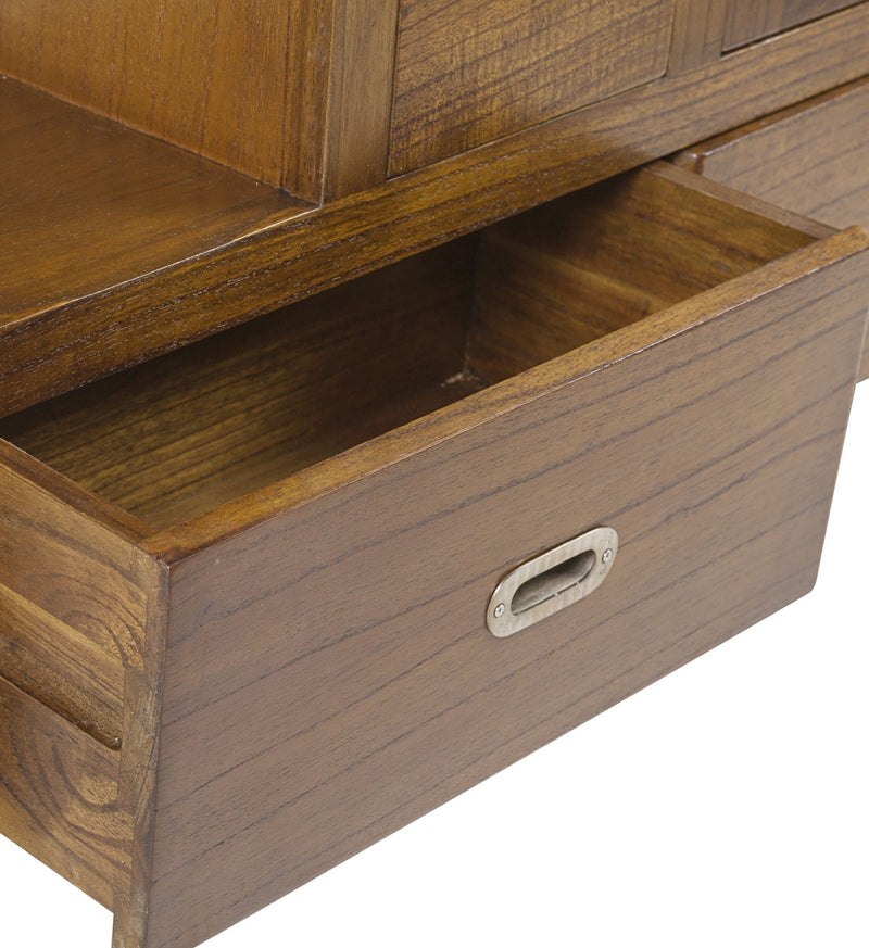Cabinet din lemn si furnir, cu 7 sertare si 2 usi, Flash Right Nuc, l98xA25xH98 cm (2)