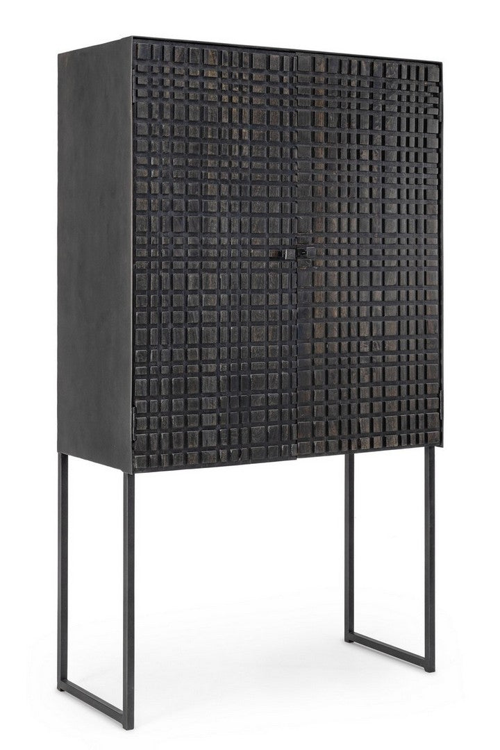 Cabinet din lemn si metal, cu 2 usi, Dorset Grafit, l90xA40xH160 cm