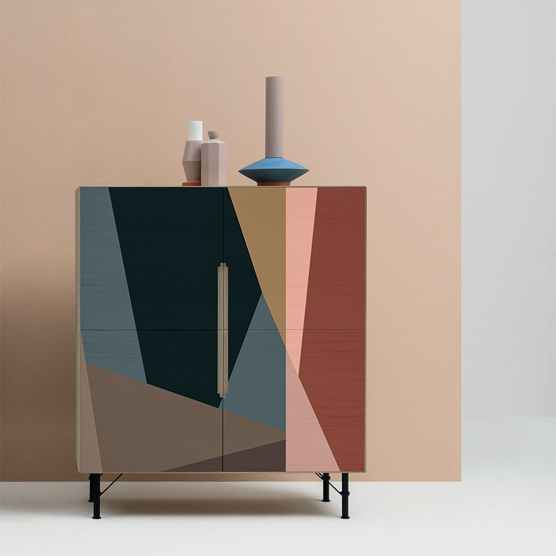 Cabinet din lemn si metal, cu 4 usi, Dispensa 108 Colorfield A Multicolor, l120xA50xH140 cm (1)