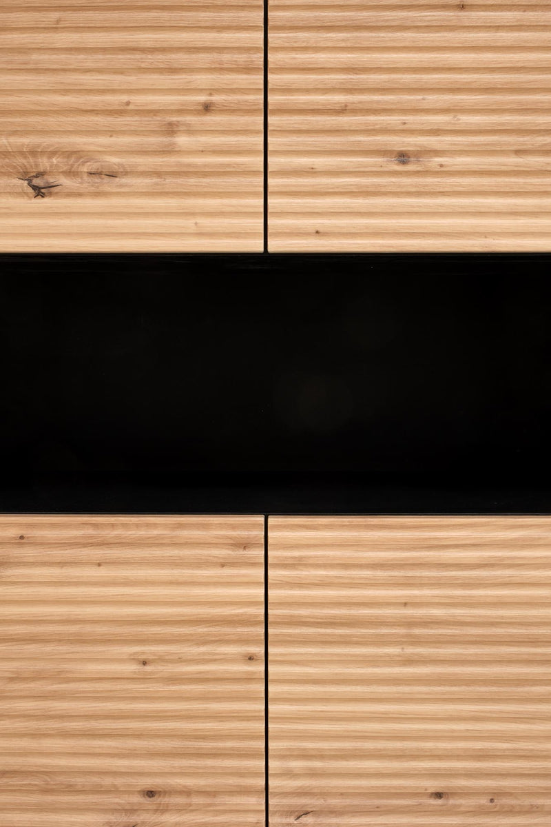 Cabinet din MDF, pal si metal, cu 4 usi, Moreno KM-3 Stejar Artisan / Negru, l100xA40xH156 cm (8)