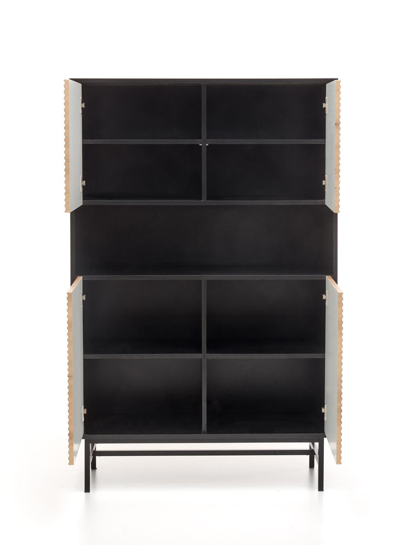 Cabinet din MDF, pal si metal, cu 4 usi, Moreno KM-3 Stejar Artisan / Negru, l100xA40xH156 cm (5)