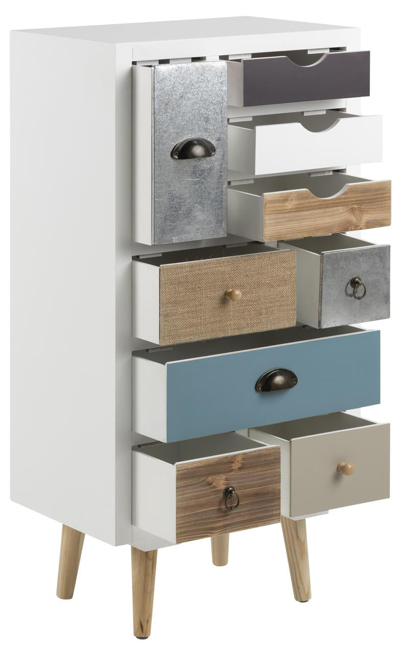 Cabinet din MDF si lemn, cu 9 sertare Thais Multicolor, l48xA32xH98 cm (2)