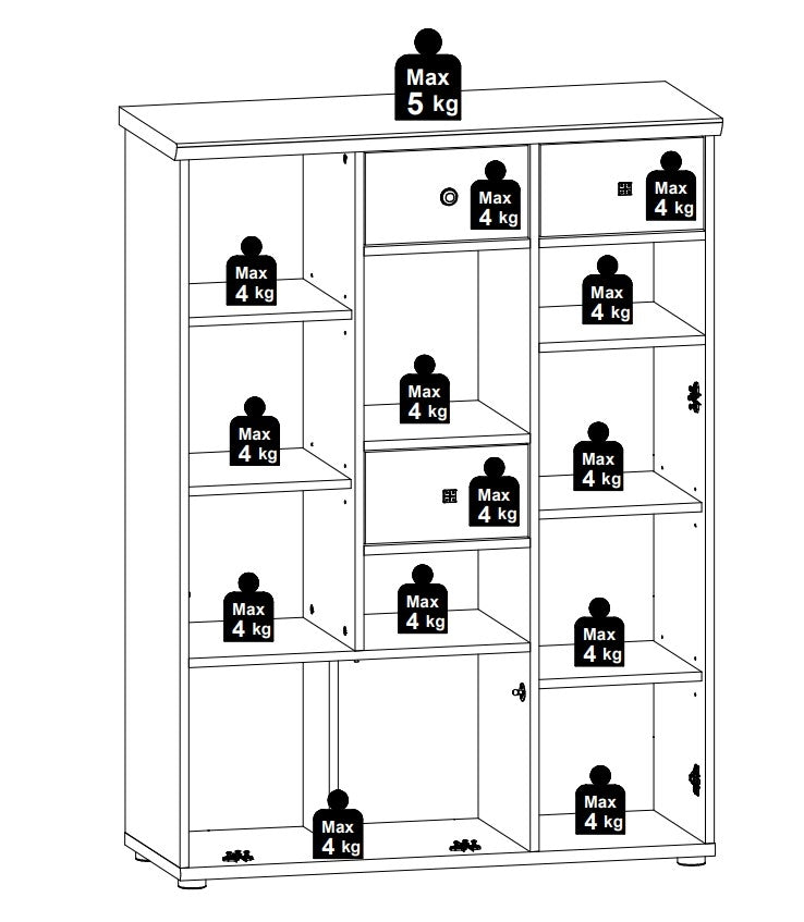 Cabinet din pal, cu 3 sertare si 3 usi Bazna Medium Natur / Gri inchis, l99xA39xH133 cm (5)