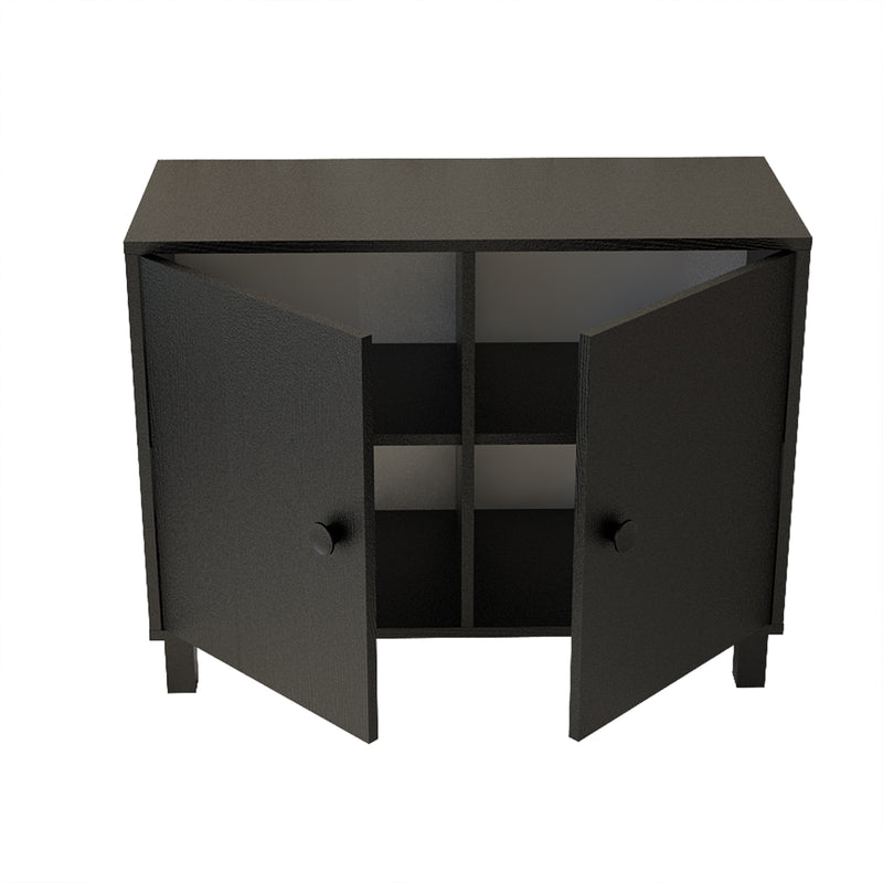 Cabinet din pal si lemn, cu 2 usi Vilamo VL35-338 Negru, l96xA40xH73,6 cm (3)