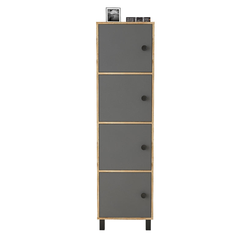 Cabinet din pal si lemn, cu 4 usi Vilamo VL30-228 Antracit / Natural, l49xA40xH179,4 cm (4)