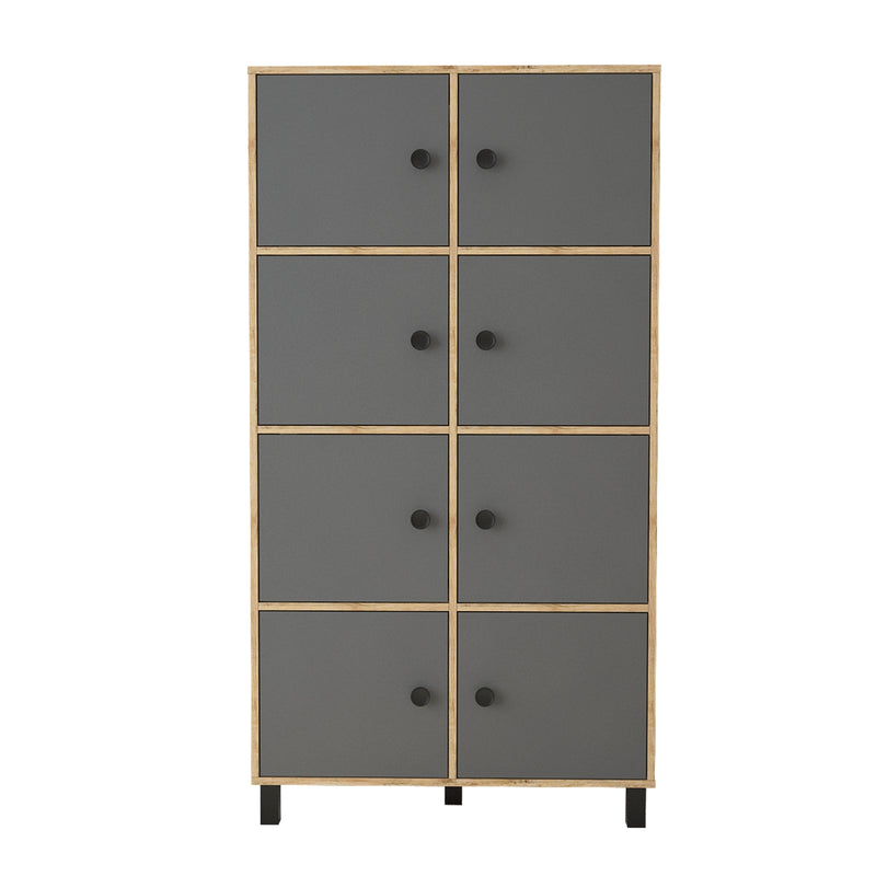 Cabinet din pal si lemn, cu 8 usi Vilamo VL59-228 Tall Antracit / Natural, l96xA40xH179,4 cm (3)