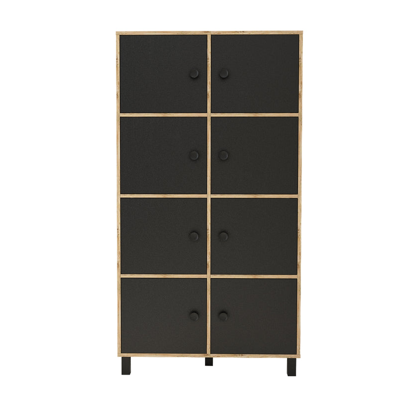 Cabinet din pal si lemn, cu 8 usi Vilamo VL59-238 Tall Negru / Natural, l96xA40xH179,4 cm (3)