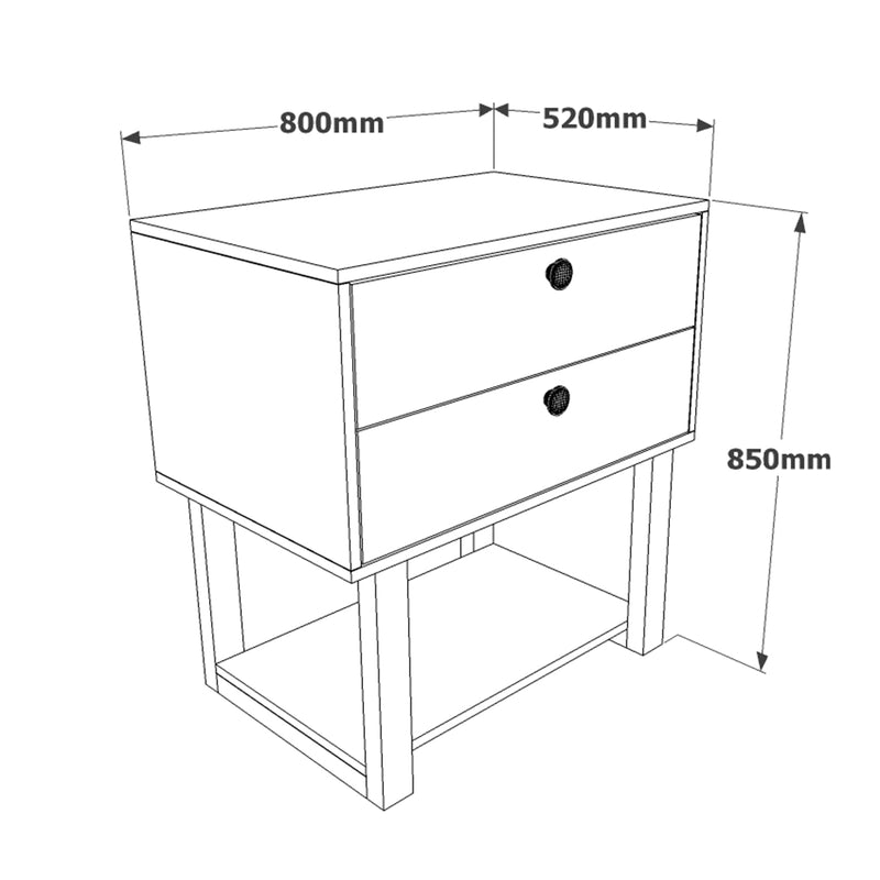 Cabinet din pal si metal, cu 2 sertare, Office MN03-BA Stejar Baroc / Antracit, l80xA52xH85 cm (5)