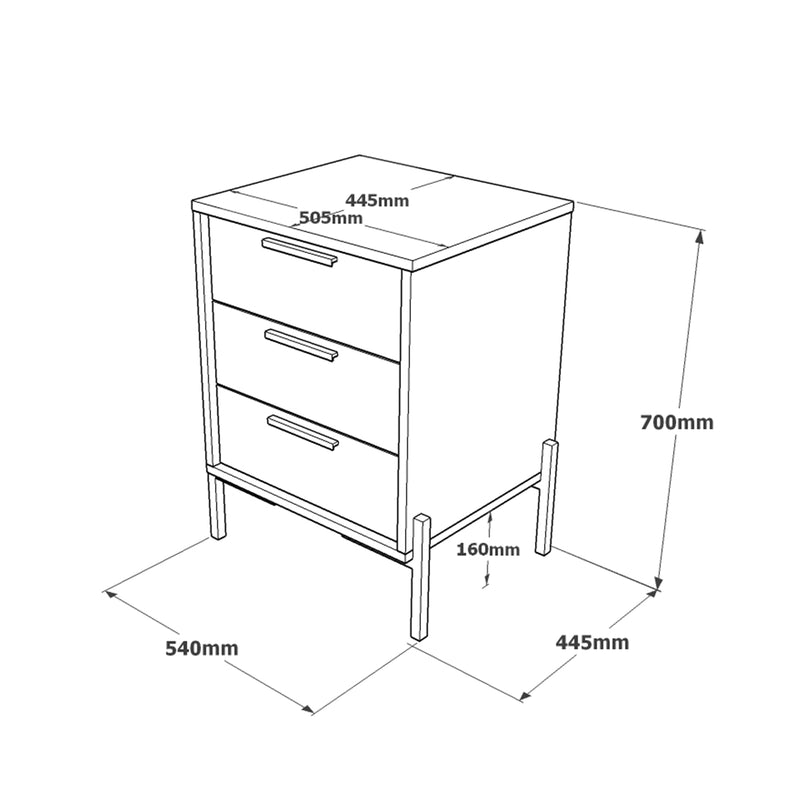 Cabinet din pal si metal, cu 3 sertare Vista VS3-CGA Gri / Antracit, l54xA44,5xH70 cm (4)