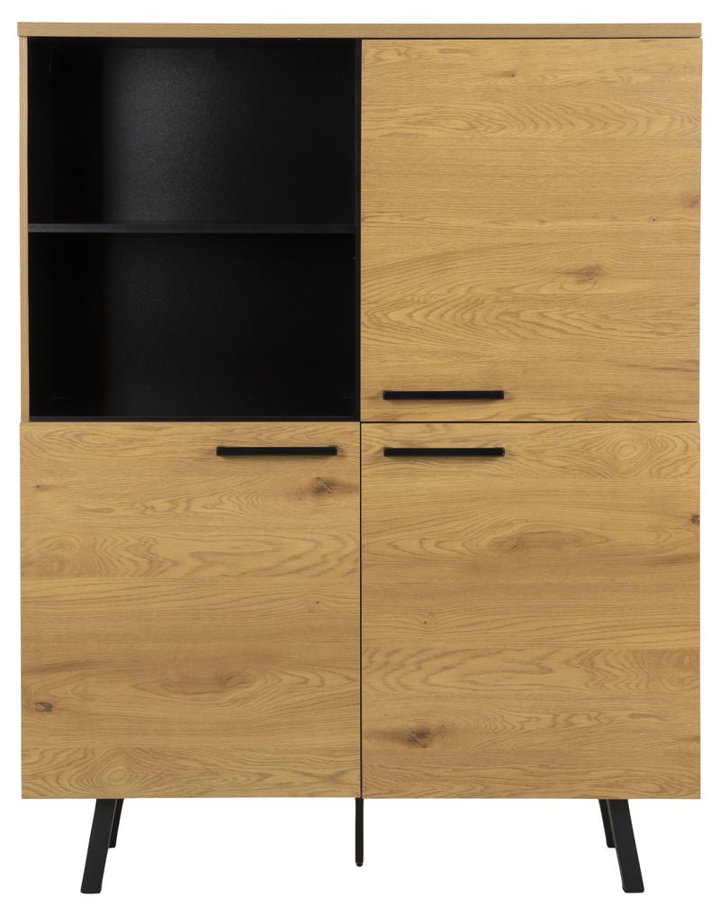 Cabinet din pal si metal, cu 3 usi Mallow Stejar / Negru, l120xA40xH158 cm (7)