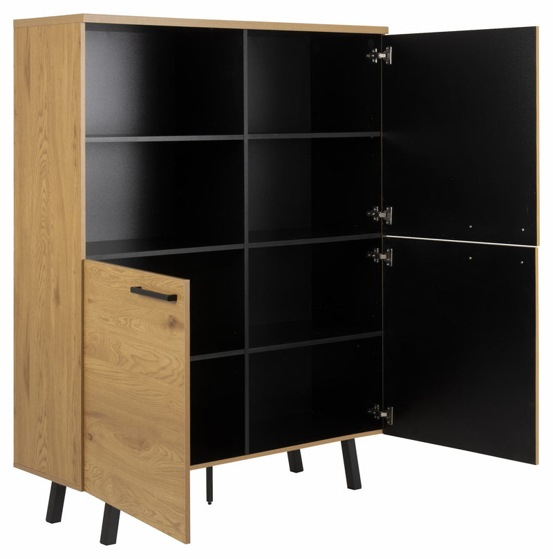 Cabinet din pal si metal, cu 3 usi Mallow Stejar / Negru, l120xA40xH158 cm (6)