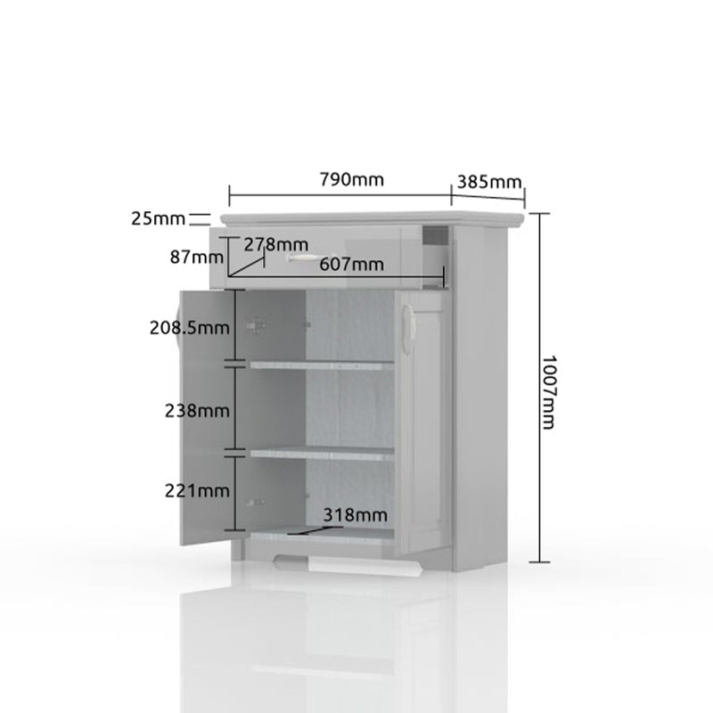 Cabinet hol din pal si MDF, cu 2 usi si 1 sertar, Evergreen Ivoir Mat / Pin Polar, l79xA39xH101 cm (2)