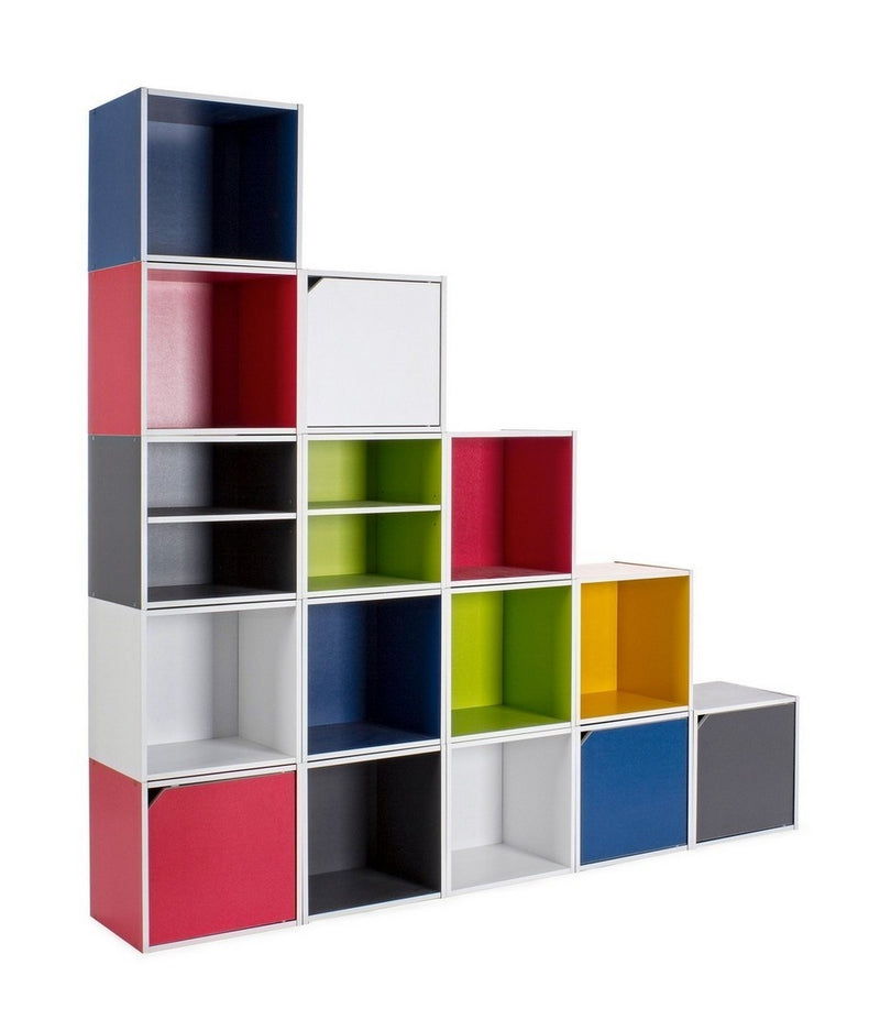 Cabinet modular din MDF, cu 1 usa, Composite Albastru Inchis / Alb, l35xA29,2xH35 cm (3)