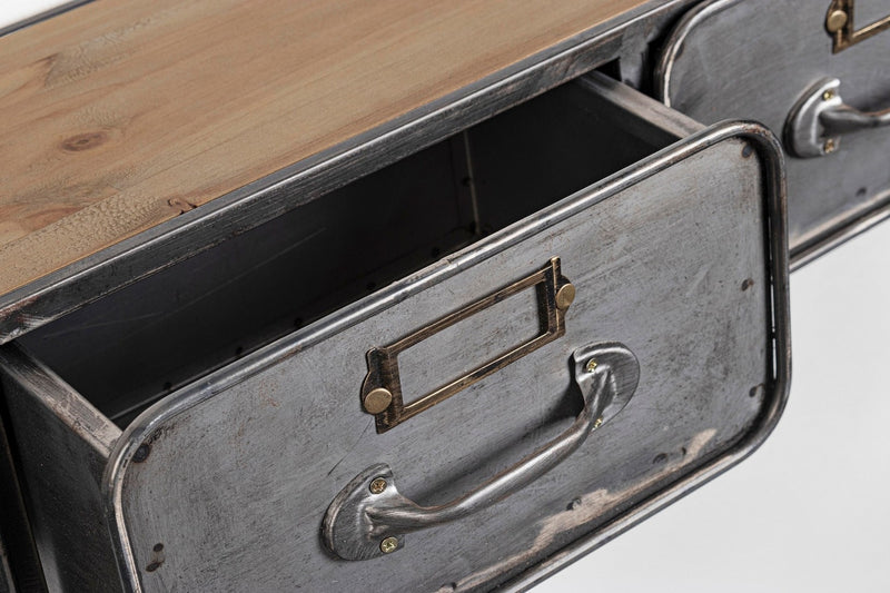 Cabinet suspendat din lemn de pin si metal, cu 3 sertare, Store Natural / Gri, l83xA20xH30,7 cm (4)