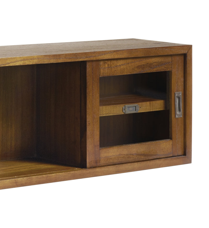 Cabinet suspendat din lemn si furnir, cu 2 usi glisante, Star Nuc, l120xA25xH35 cm (1)