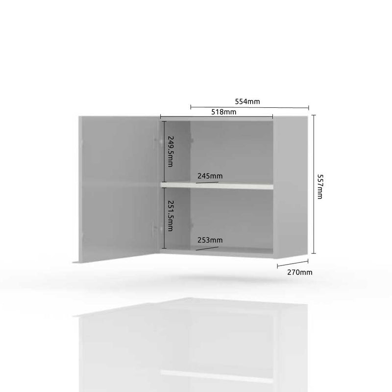 Cabinet suspendat din pal si MDF, cu 1 usa, Avis VK55-1K/AV Alb, l55xA29xH56 cm (1)