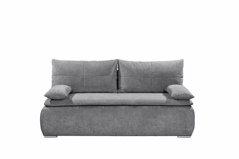 Canapea extensibila cu lada de depozitare, tapitata cu stofa, 3 locuri, Janet Gri inchis, l208xA95xH102 cm (2)