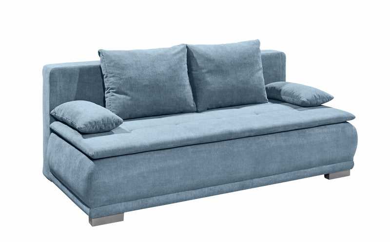 Canapea extensibila cu lada de depozitare, tapitata cu stofa, 3 locuri, Lois Albastru, l211xA103xH93 cm (2)