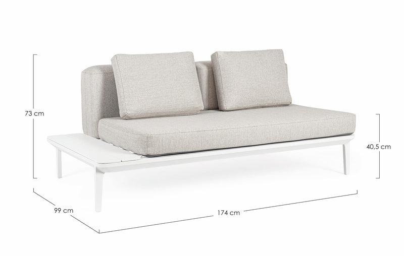 Canapea fixa pentru gradina / terasa, din aluminiu, cu perne detasabile tapitate cu stofa, 2 locuri, Matrix Gri Deschis / Alb, l174xA99xH73 cm (11)
