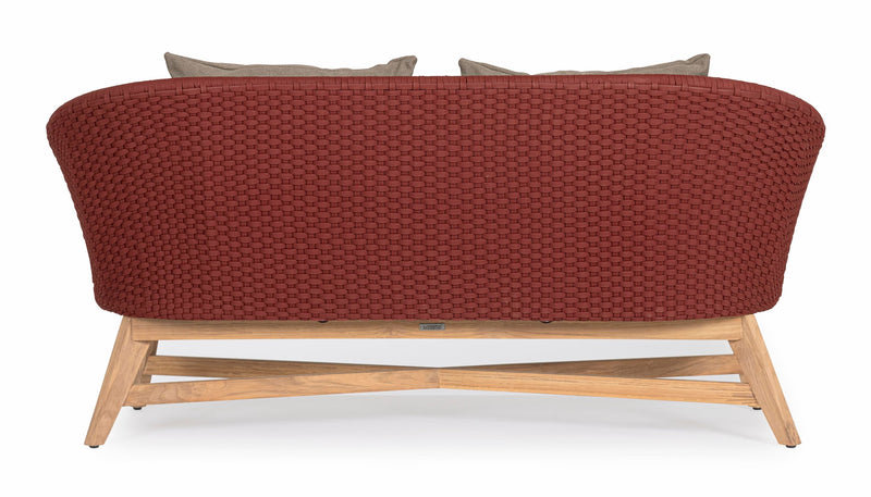 Canapea fixa pentru gradina / terasa, din aluminiu si lemn de tec, 2 locuri, Coachella Caramiziu / Grej / Natural, l168xA78xH77 cm (6)
