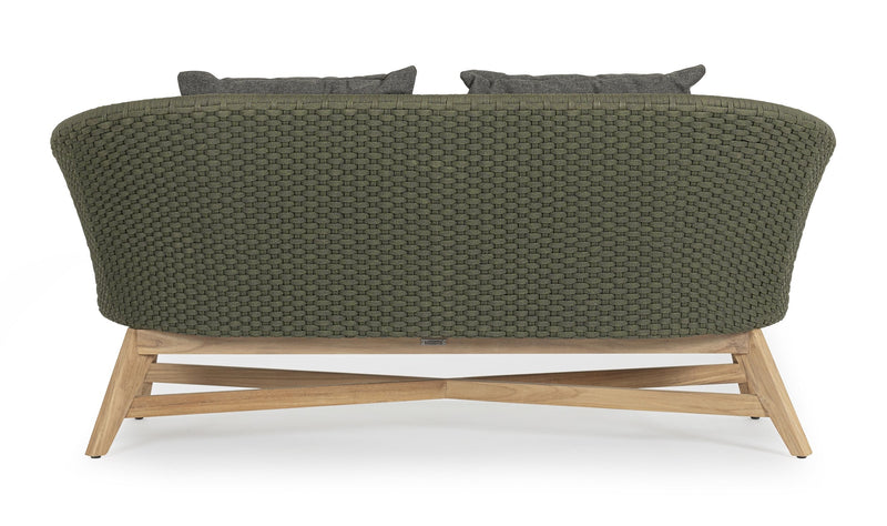 Canapea fixa pentru gradina / terasa, din aluminiu si lemn de tec, 2 locuri, Coachella Verde Olive / Natural, l168xA78xH77 cm (5)