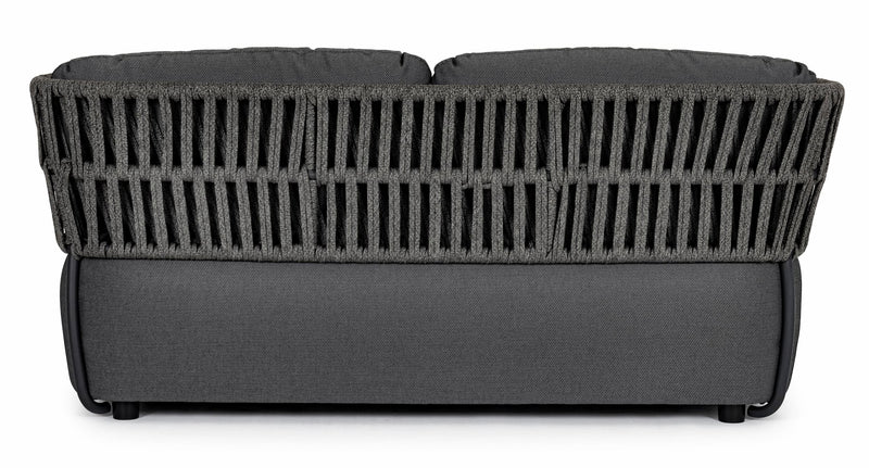 Canapea fixa pentru gradina / terasa, din aluminiu tapitata cu stofa, cu perne detasabile, 2 locuri, Palmer Antracit, l167xA86xH79 cm (4)