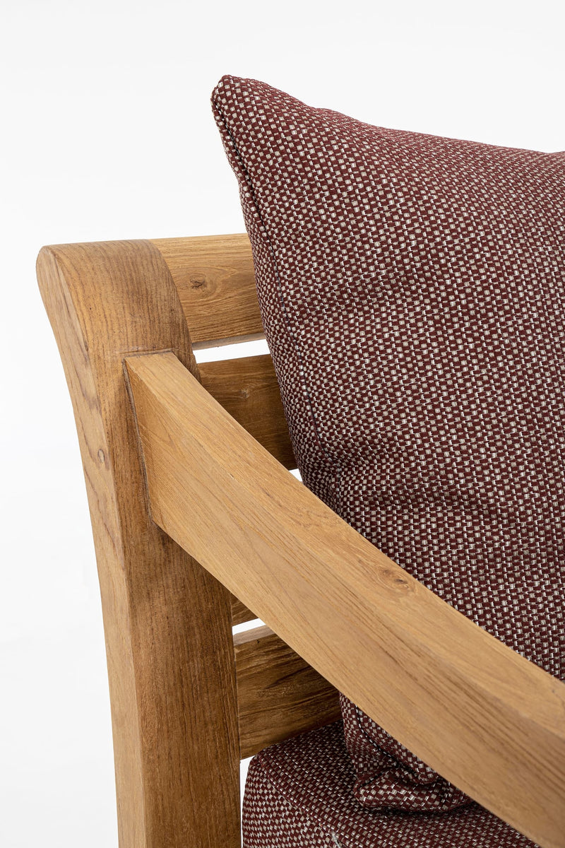 Canapea fixa pentru gradina / terasa, din lemn de tec, 3 locuri, Karuba Burgundy / Natural, l165xA80xH75 cm (8)