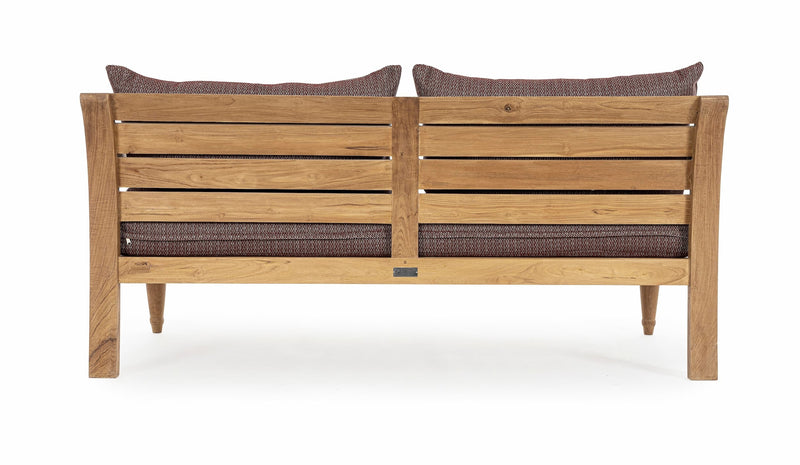 Canapea fixa pentru gradina / terasa, din lemn de tec, 3 locuri, Karuba Burgundy / Natural, l165xA80xH75 cm (5)