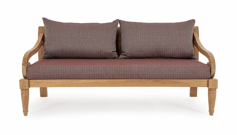 Canapea fixa pentru gradina / terasa, din lemn de tec, 3 locuri, Karuba Burgundy / Natural, l165xA80xH75 cm (3)