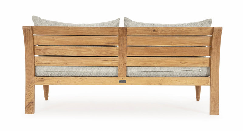 Canapea fixa pentru gradina / terasa, din lemn de tec, 3 locuri, Karuba Gri Deschis / Natural, l165xA80xH75 cm (4)