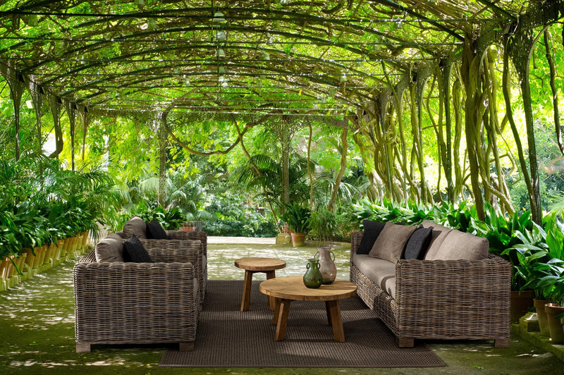 Canapea fixa pentru gradina / terasa, din ratan si lemn de mango, cu perne detasabile, 3 locuri, Fortaleza Natural, l210xA90xH83 cm (2)