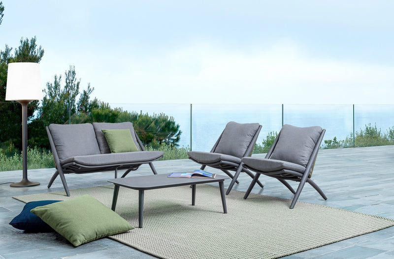 Canapea fixa pentru gradina / terasa, din aluminiu, cu perne detasabile, 2 locuri, Aloha Gri / Antracit, l144,5xA80xH86 cm (1)