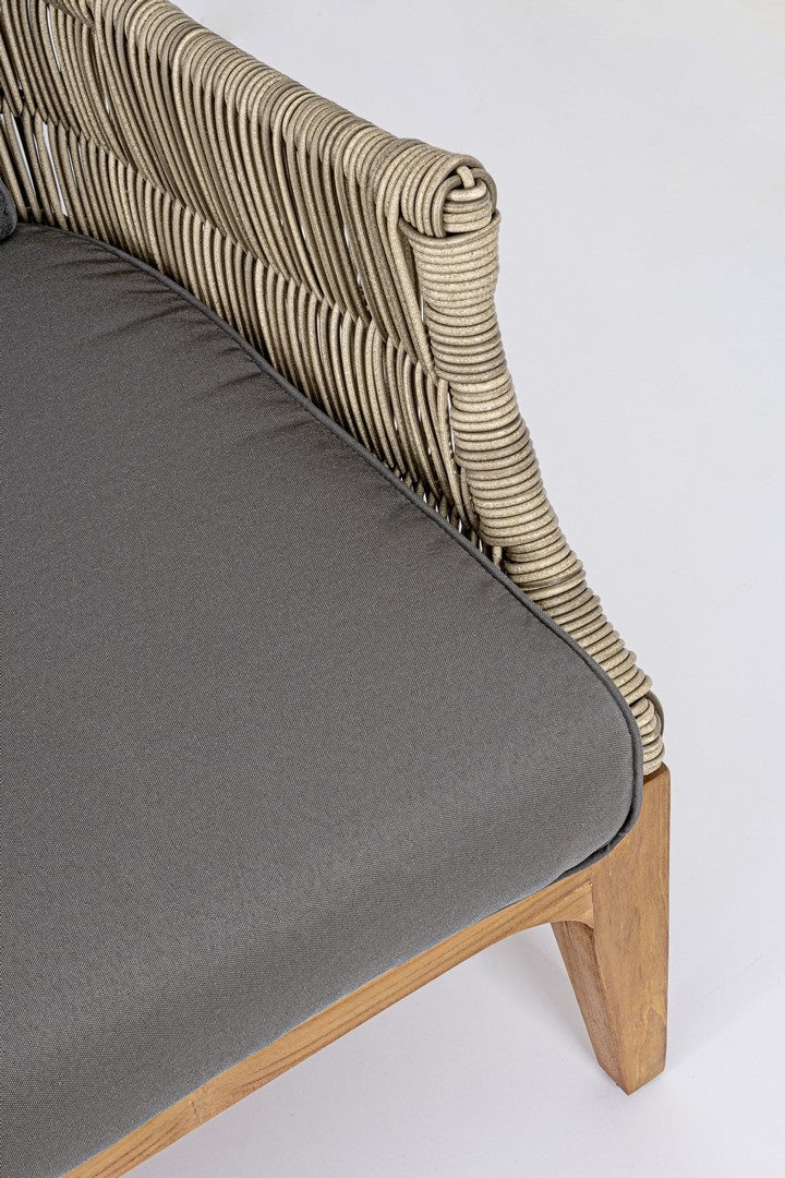 Canapea fixa pentru terasa, din aluminiu si lemn de tec, 2 locuri, Keilani Gri / Natural, l153xA73xH80,5 cm (8)