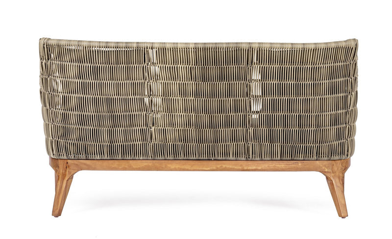 Canapea fixa pentru terasa, din aluminiu si lemn de tec, 2 locuri, Keilani Gri / Natural, l153xA73xH80,5 cm (6)