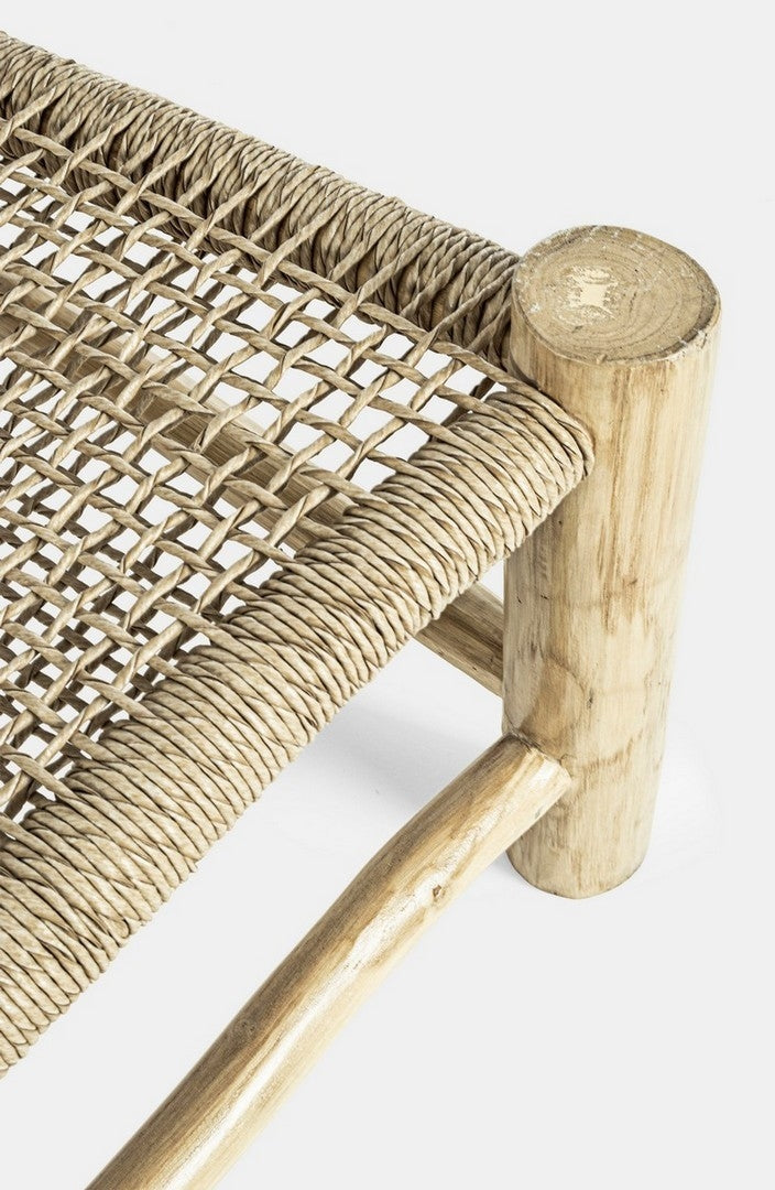Canapea fixa pentru terasa, din fibre sintetice si lemn de tec, 2 locuri, Lampok Natural, l120xA72xH79 cm (9)