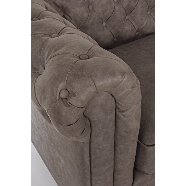 Canapea fixa tapitata cu piele ecologica, 2 locuri Chesterfield Vintage Maro, l167xA87xH74 cm (2)