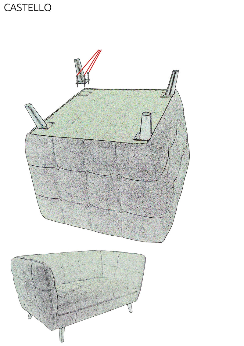 Canapea fixa tapitata cu stofa, 3 locuri Castielli 3 Velvet Gri / Wenge, l200xA85xH78 cm (1)