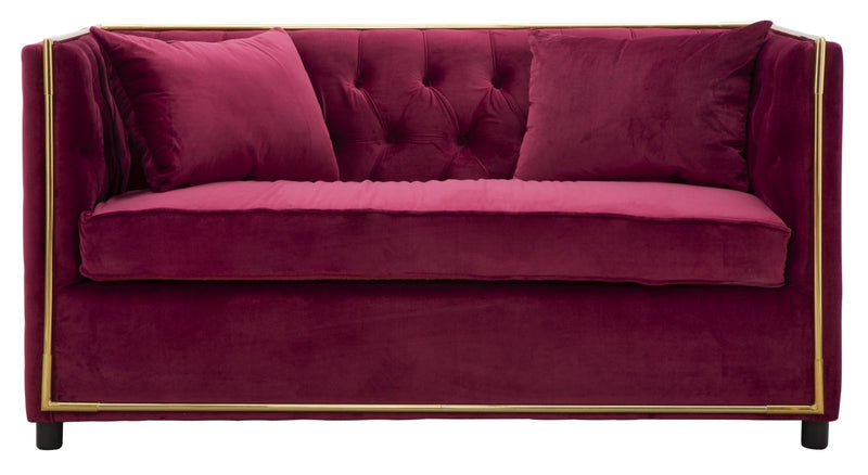 Canapea fixa tapitata cu stofa, 2 locuri Luxury Bordeaux, l153xA78xH79 cm (1)