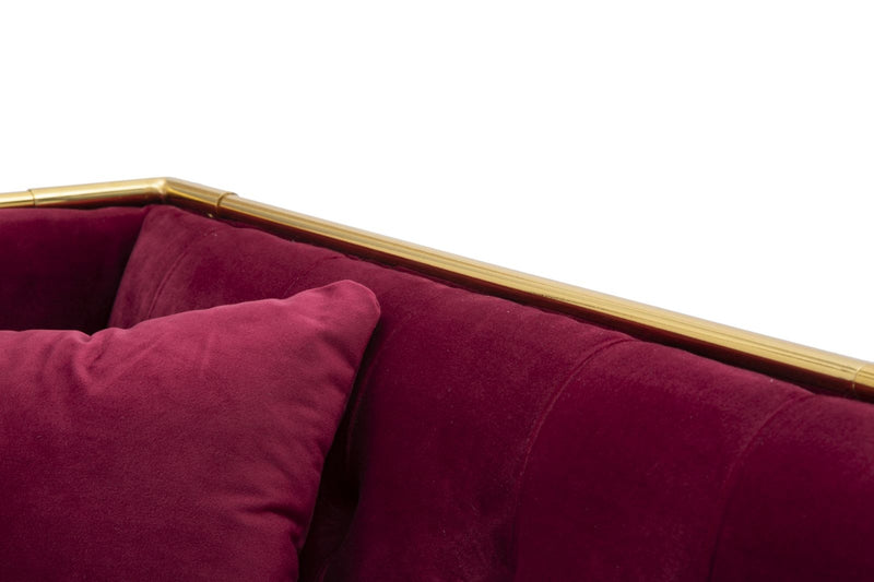 Canapea fixa tapitata cu stofa, 2 locuri Luxury Bordeaux, l153xA78xH79 cm (7)