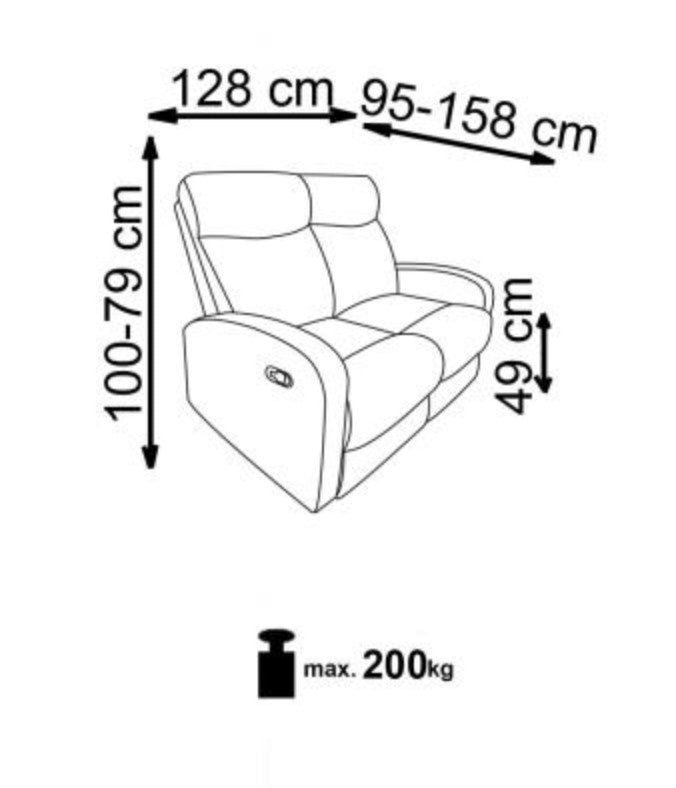Canapea Recliner tapitata cu stofa, 2 locuri, Osmond 2S Bej, l128xA95xH100 cm (8)