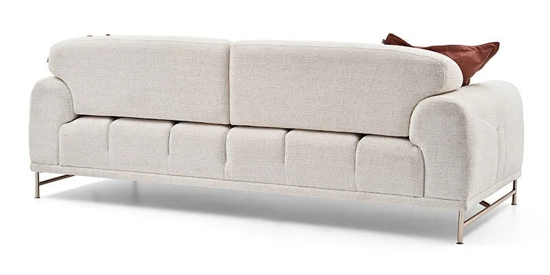 Canapea tapitata cu stofa, 3 locuri, cu functie sleep pentru 1 persoana, Brita Bej, l234xA98xH83 cm (3)