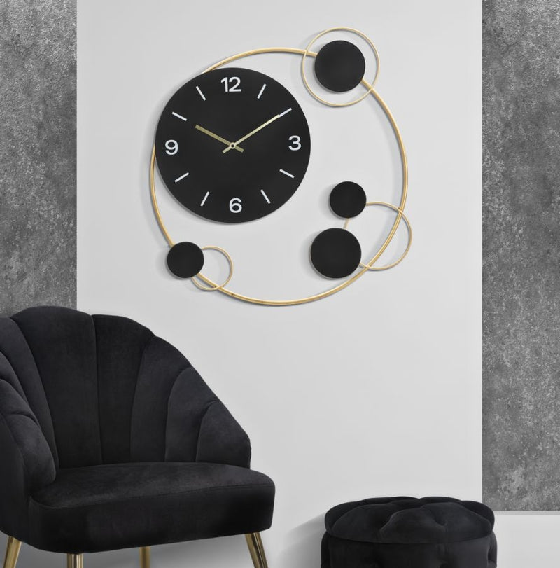 Ceas de perete Globe Negru / Auriu, L57xl60 cm (1)